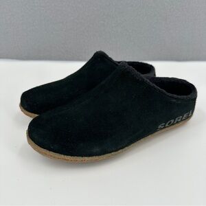 Sorel Lanner Ridge Slippers Youth Size US 5 EUR 37 Black Suede Rubber Hard Sole